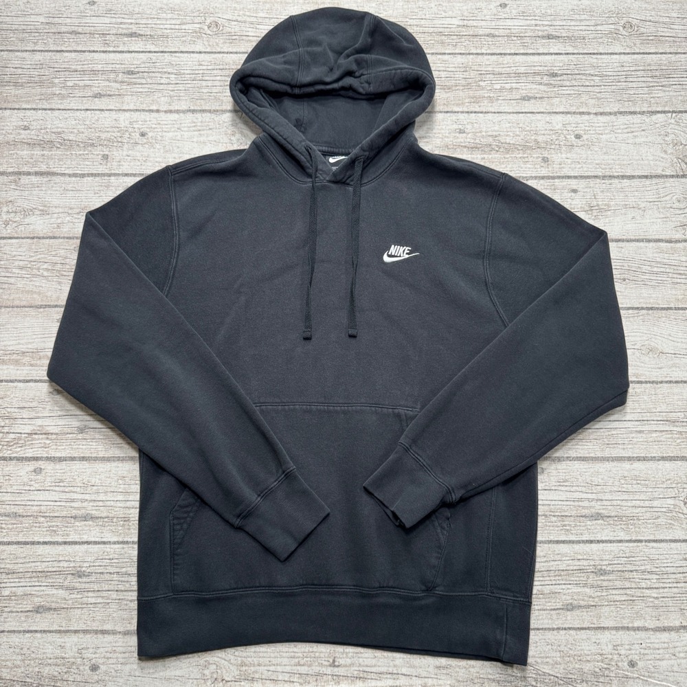 Nike Hoodie Men's Medium Black Club Fleece Pullover Futura Athletic Sweatshirt